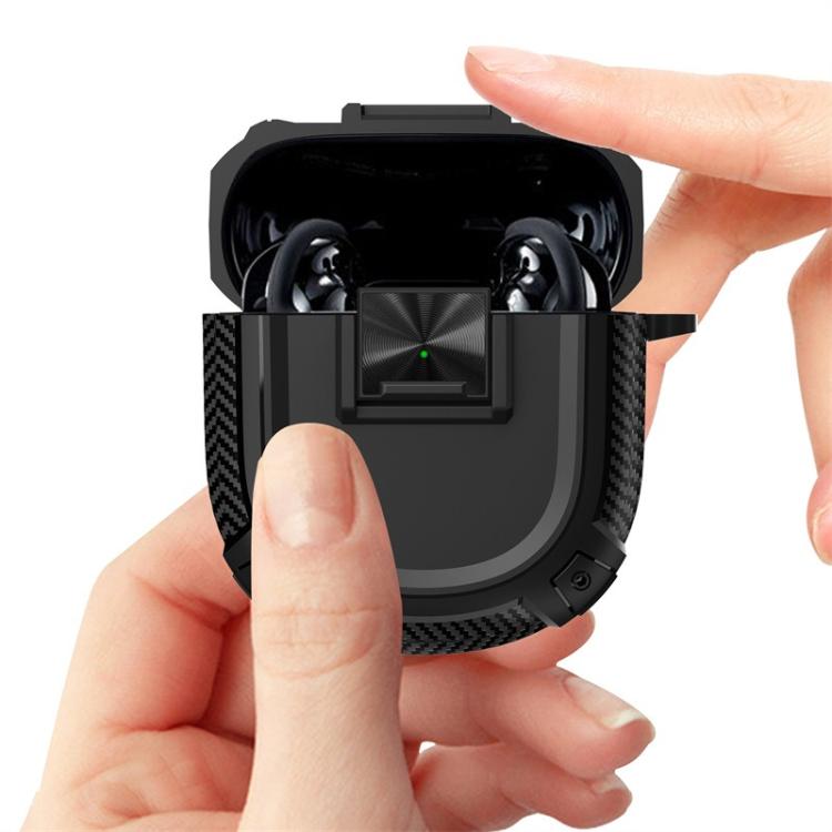 For Bose QuietComfort Earbuds II / Ultra Carbon Fibre Snap Lock TPU Earphone Cover with Metal Buckle