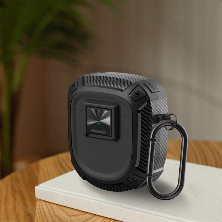 For Bose QuietComfort Earbuds II / Ultra Carbon Fibre Snap Lock TPU Earphone Cover with Metal Buckle