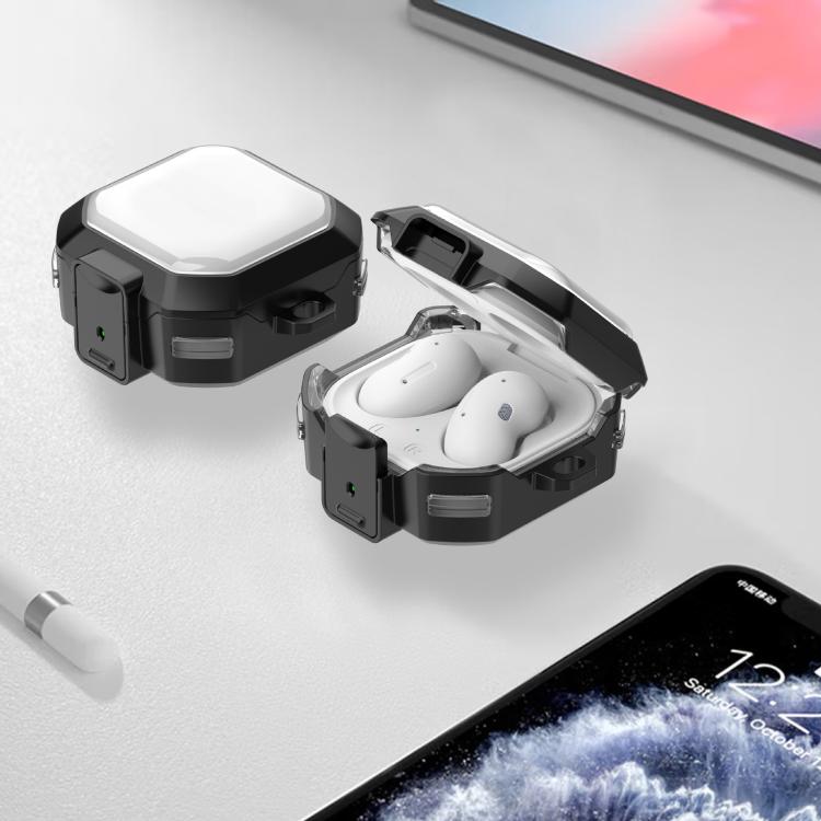 For Galaxy Buds Live / Pro / 2 / 2 Pro / FE / Core Half Transparent Snap Fit TPU Earphone Cover with Metal Buckle