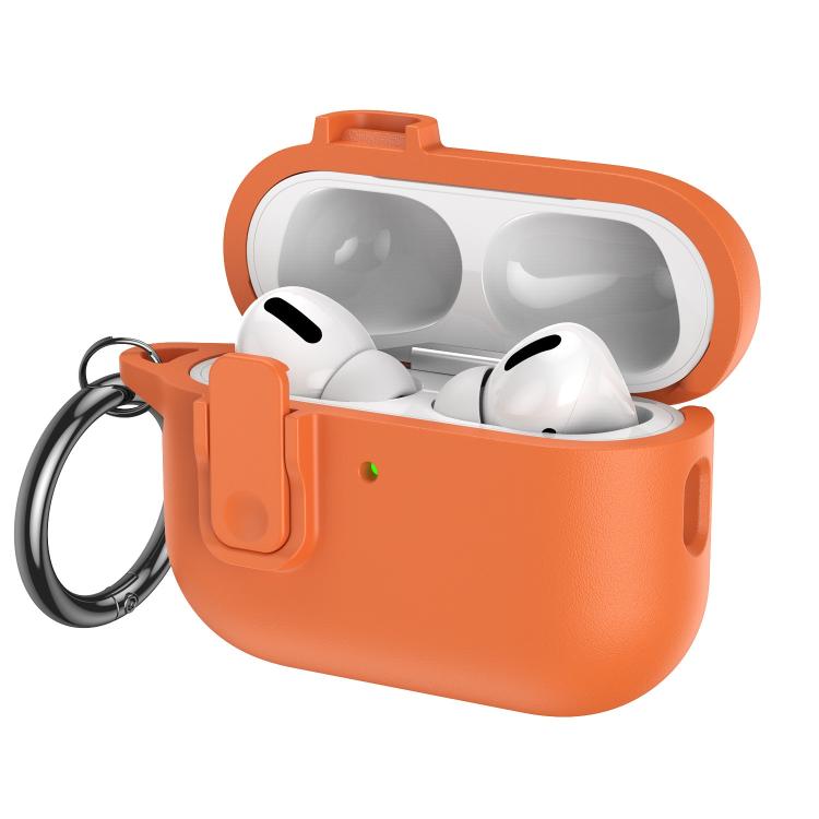 For AirPods Pro 3 Grained Leather Look TPU Earphone Cover with Ring Hook