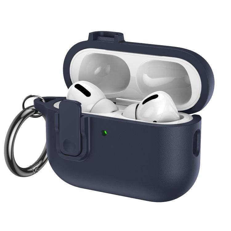 For AirPods Pro 2 Grained Leather Look TPU Earphone Cover with Ring Hook
