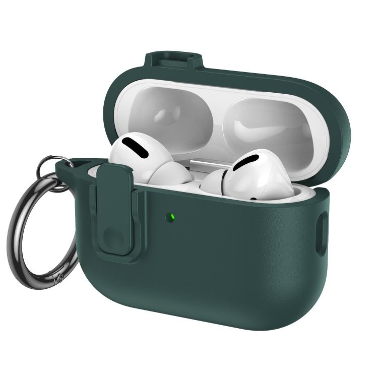 For AirPods Pro 2 Grained Leather Look TPU Earphone Cover with Ring Hook