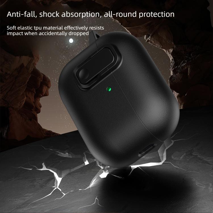 For AirPods Pro 2 Grained Leather Look TPU Earphone Cover with Ring Hook