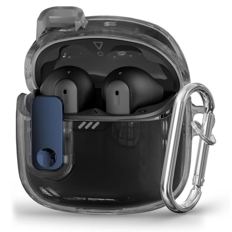 For JBL Tune Flex Transparent Snap Lock TPU Earphone Cover with Metal Buckle