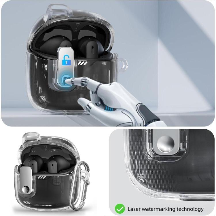 For JBL Tune Flex 2 Transparent Snap Lock TPU Earphone Cover with Metal Buckle