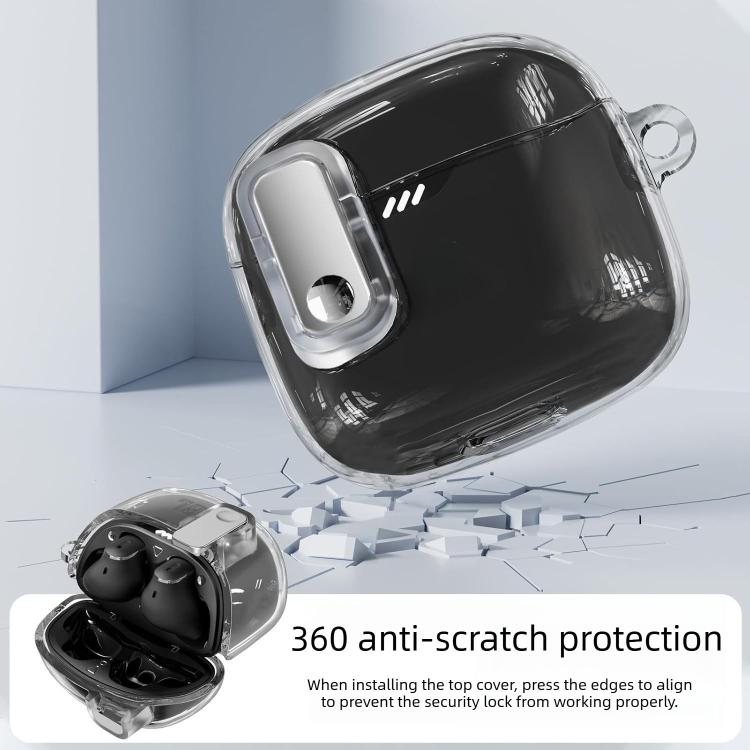 For JBL Tune Flex Transparent Snap Lock TPU Earphone Cover with Metal Buckle