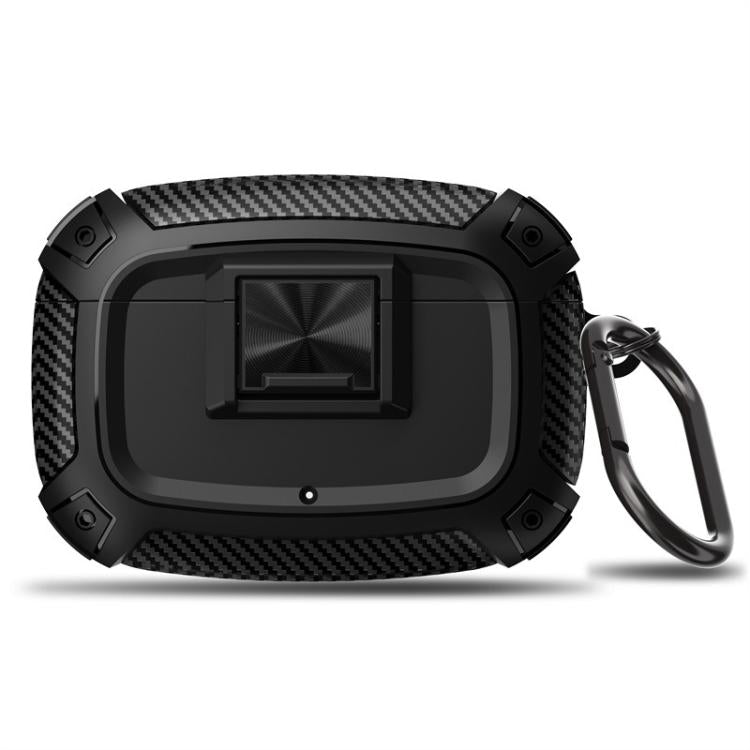 For Beats Studio Buds / Buds+ Carbon Fibre Snap Lock TPU Earphone Cover with Metal Buckle