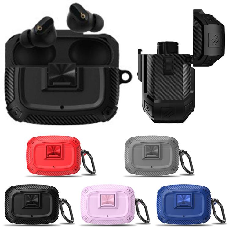 For Beats Studio Buds / Buds+ Carbon Fibre Snap Lock TPU Earphone Cover with Metal Buckle