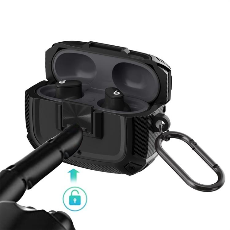 For Beats Studio Buds / Buds+ Carbon Fibre Snap Lock TPU Earphone Cover with Metal Buckle
