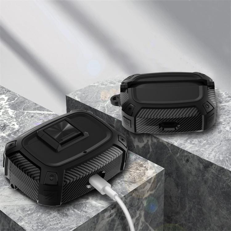 For Beats Studio Buds / Buds+ Carbon Fibre Snap Lock TPU Earphone Cover with Metal Buckle