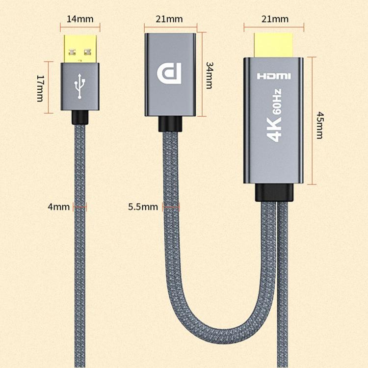 4K 60Hz HDMI to DisplayPort Adapter Cable - Grey