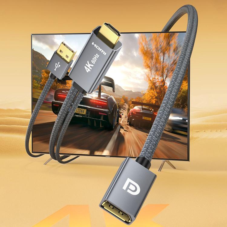 4K 60Hz HDMI to DisplayPort Adapter Cable - Grey