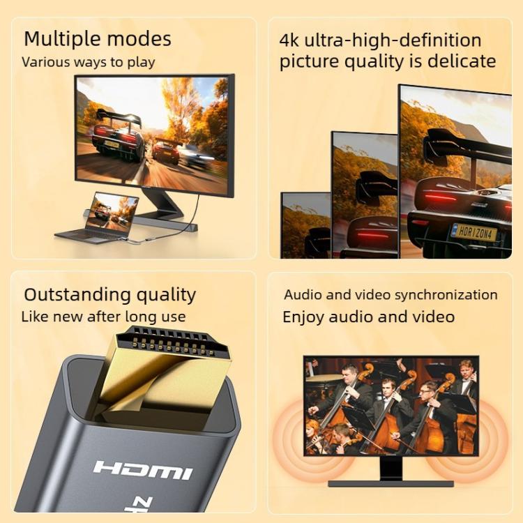 4K 60Hz HDMI to DisplayPort Adapter Cable - Grey