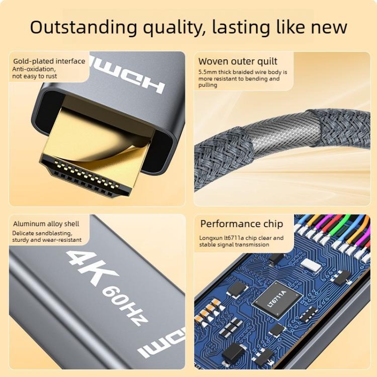 4K 60Hz HDMI to DisplayPort Adapter Cable - Grey