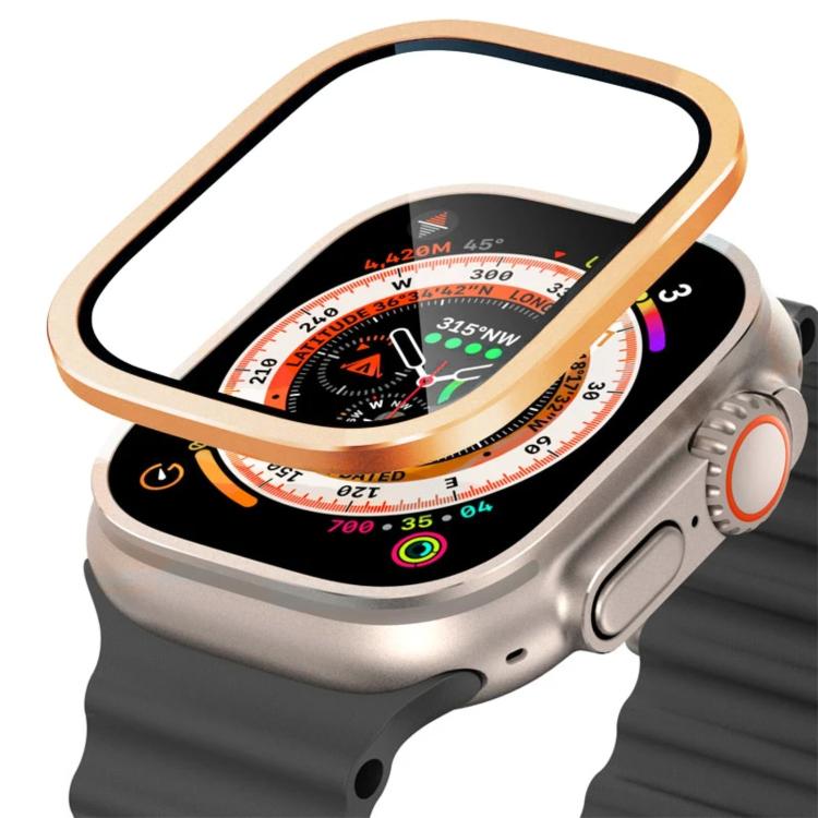 For Apple Watch Ultra 49mm Titanium Metal Frame Tempered Glass Watch Film