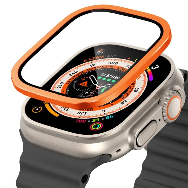 For Apple Watch Ultra 49mm Titanium Metal Frame Tempered Glass Watch Film