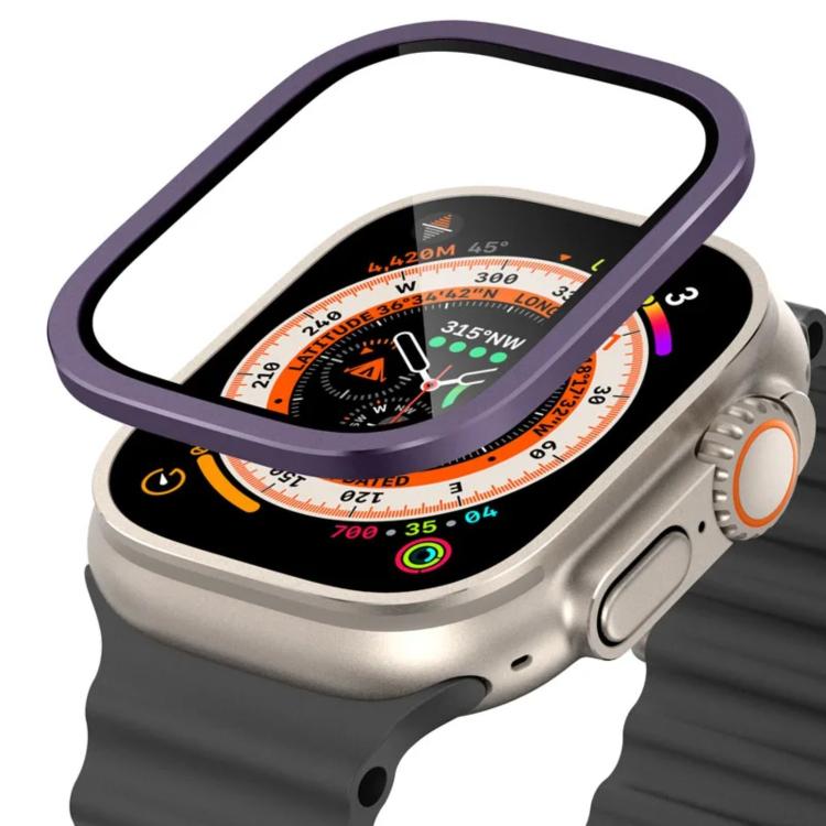 For Apple Watch Ultra 49mm Titanium Metal Frame Tempered Glass Watch Film