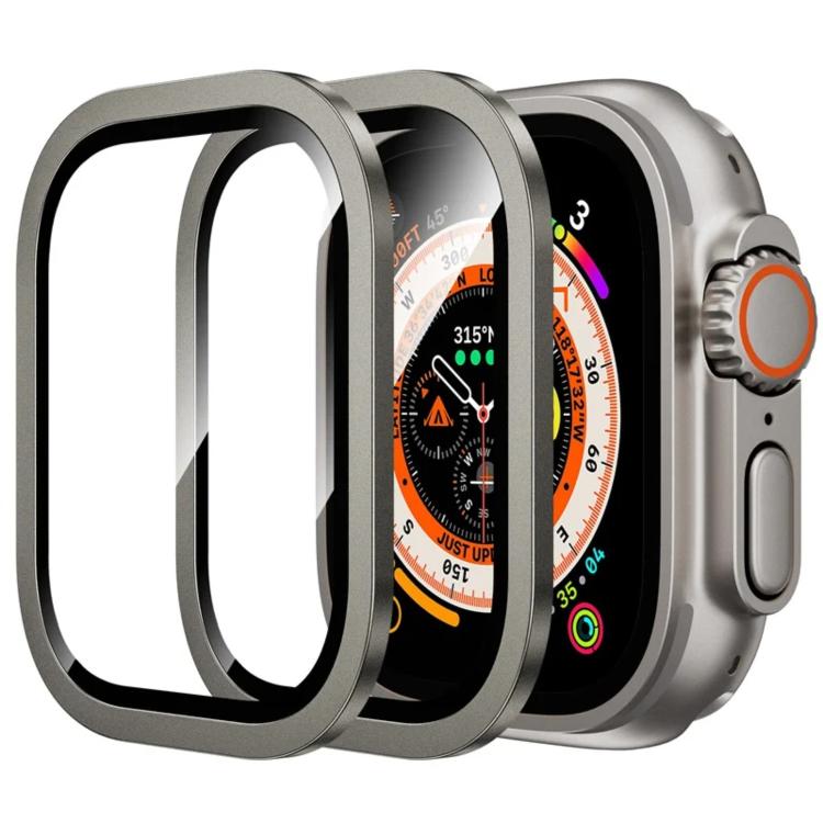 For Apple Watch Ultra 49mm Titanium Metal Frame Tempered Glass Watch Film