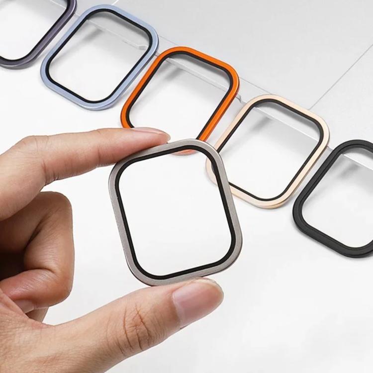 For Apple Watch Ultra 49mm Titanium Metal Frame Tempered Glass Watch Film