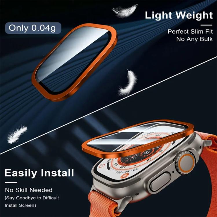 For Apple Watch Ultra 49mm Titanium Metal Frame Tempered Glass Watch Film