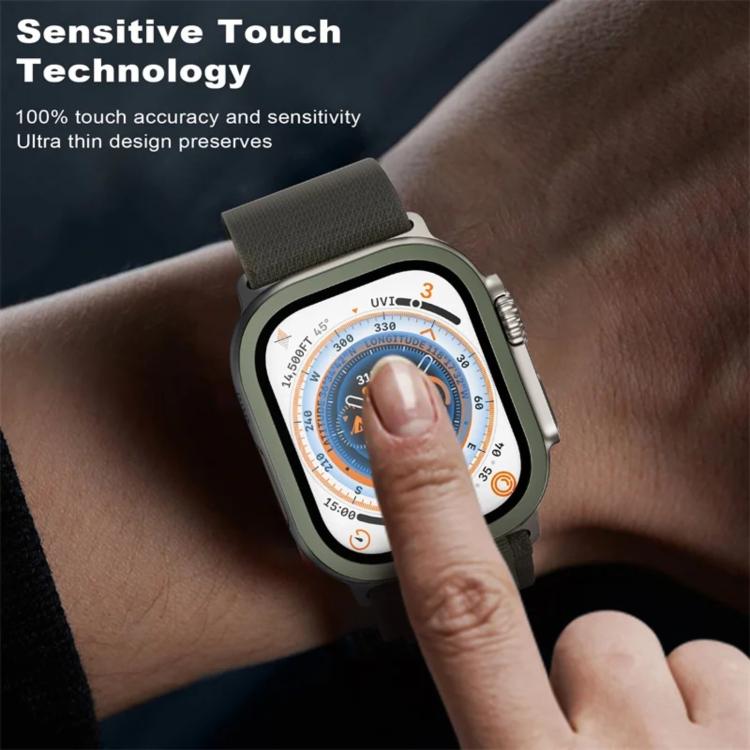 For Apple Watch Ultra 49mm Titanium Metal Frame Tempered Glass Watch Film