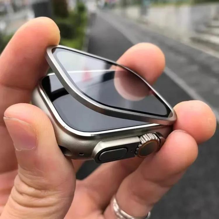 For Apple Watch Ultra 49mm Titanium Metal Frame Tempered Glass Watch Film