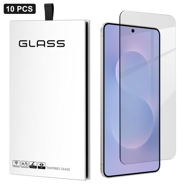 For Samsung Galaxy S25 Edge 5G 10pcs 3D Large Arc Half-Screen No White Border High-Aluminum Thick Adhesive HD Tempered Glass Film