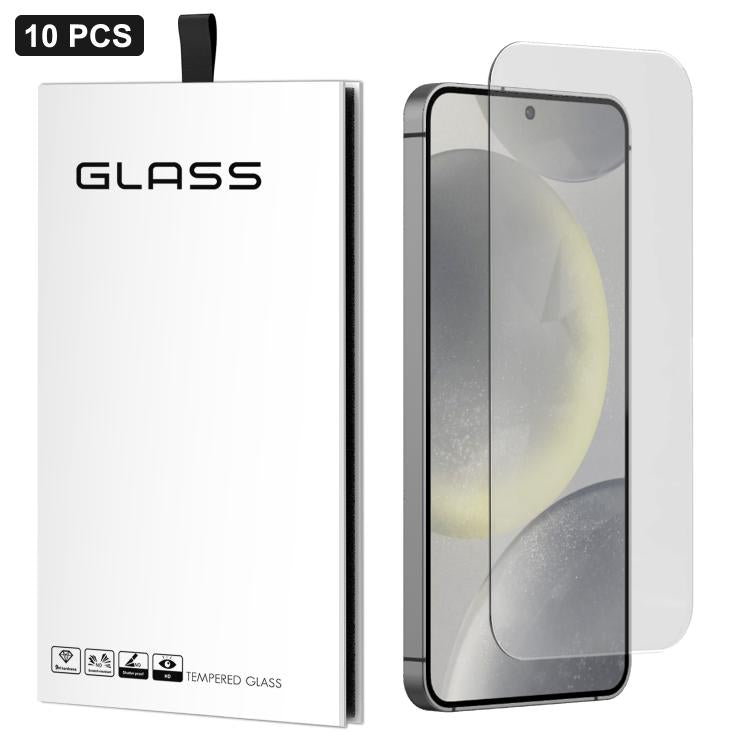 For Samsung Galaxy S24 5G 10pcs 3D Large Arc Half-Screen No White Border High-Aluminum Thick Adhesive HD Tempered Glass Film