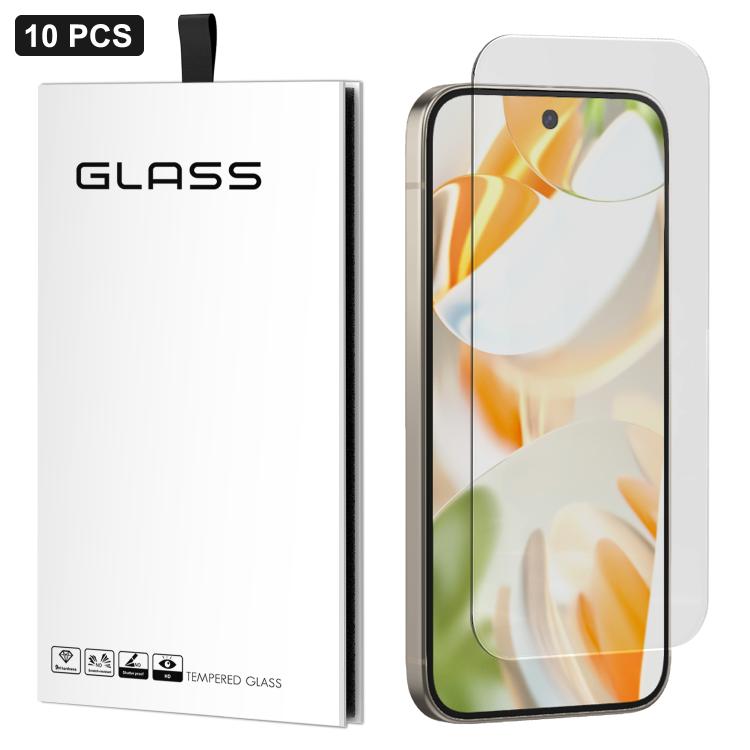 For Google Pixel 9 Pro 10pcs 3D Large Arc Half-Screen No White Border High-Aluminum Thick Adhesive HD Tempered Glass Film