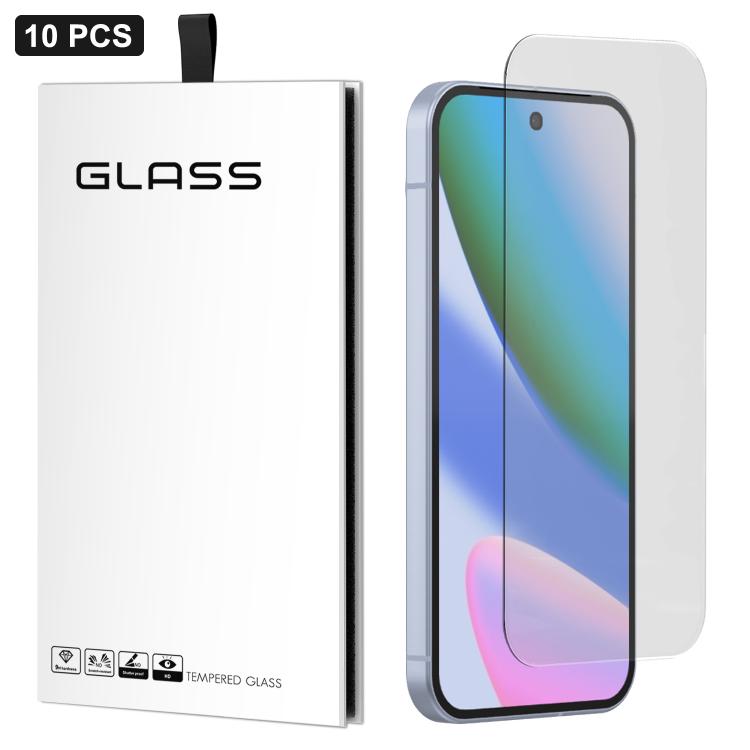 For Google Pixel 10 10pcs 3D Large Arc Half-Screen No White Border High-Aluminum Thick Adhesive HD Tempered Glass Film