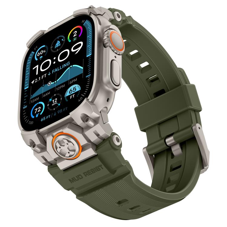 For Apple Watch Ultra 3 / 2 / 1 49mm Metal Customised Armour Silicone Watch Band