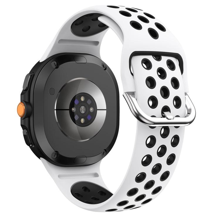 For Samsung Galaxy Watch8 / Watch8 Classic Round Holes Silver Buckle Two Color Silicone Watch Band