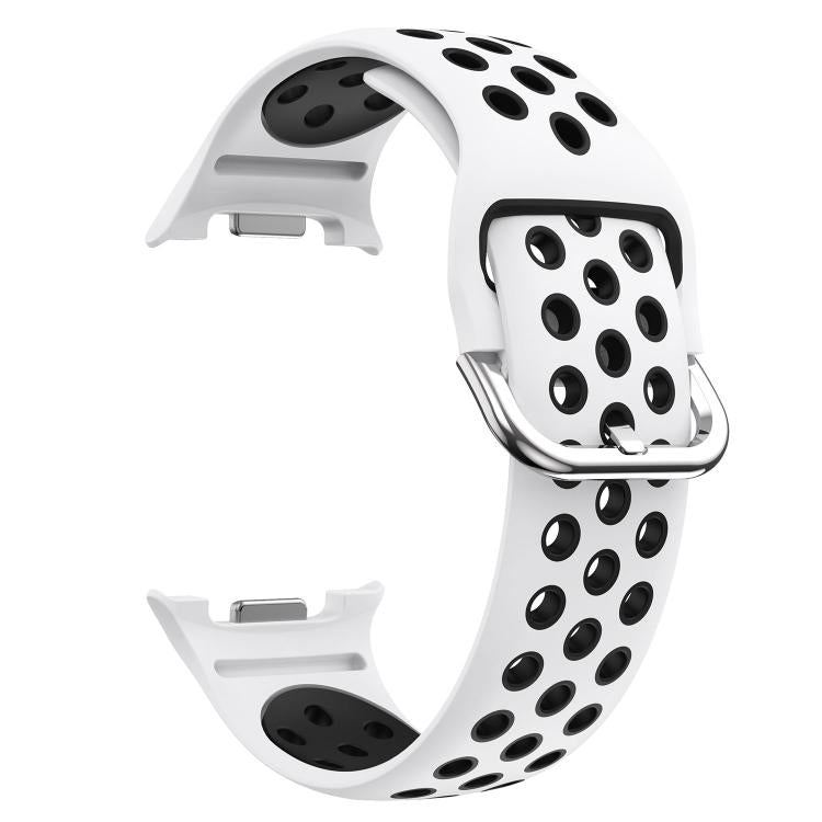For Samsung Galaxy Watch8 / Watch8 Classic Round Holes Silver Buckle Two Color Silicone Watch Band