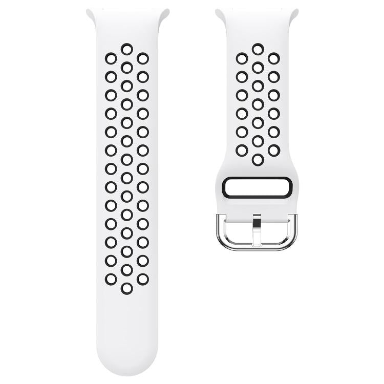 For Samsung Galaxy Watch8 / Watch8 Classic Round Holes Silver Buckle Two Color Silicone Watch Band