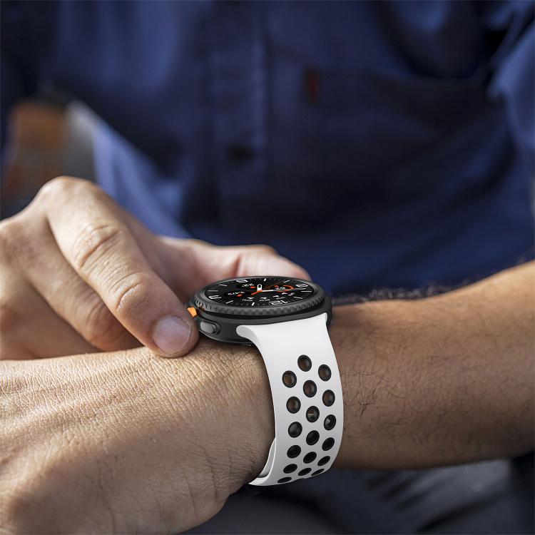 For Samsung Galaxy Watch8 / Watch8 Classic Round Holes Silver Buckle Two Color Silicone Watch Band