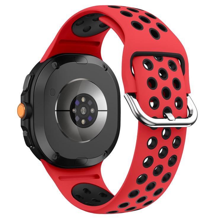 For Samsung Galaxy Watch8 / Watch8 Classic Round Holes Silver Buckle Two Color Silicone Watch Band