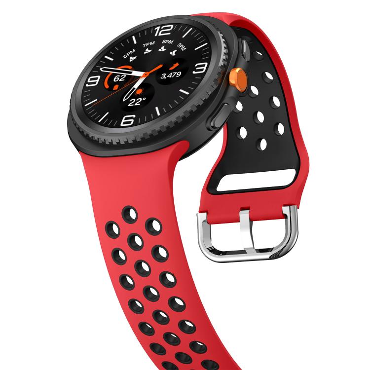 For Samsung Galaxy Watch8 / Watch8 Classic Round Holes Silver Buckle Two Color Silicone Watch Band