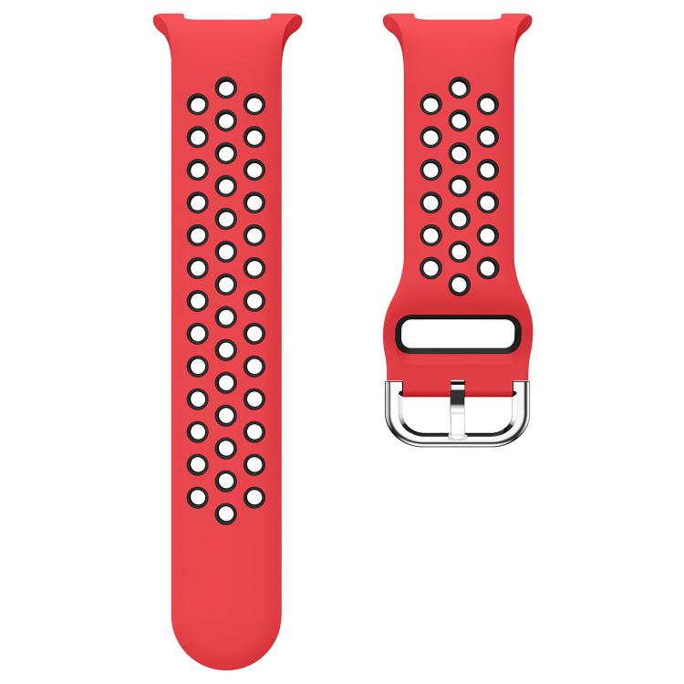 For Samsung Galaxy Watch8 / Watch8 Classic Round Holes Silver Buckle Two Color Silicone Watch Band