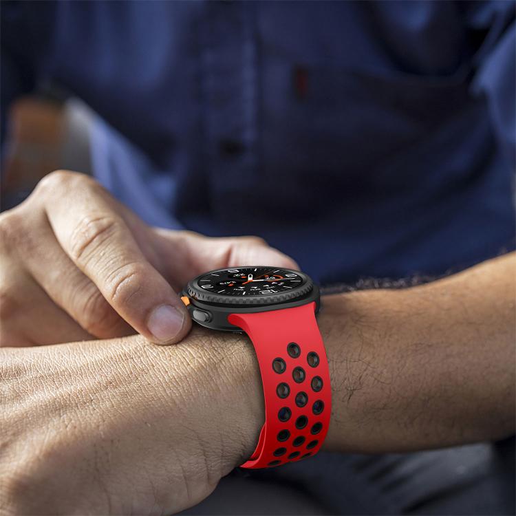 For Samsung Galaxy Watch8 / Watch8 Classic Round Holes Silver Buckle Two Color Silicone Watch Band