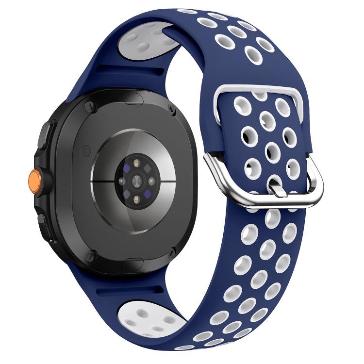 For Samsung Galaxy Watch8 / Watch8 Classic Round Holes Silver Buckle Two Color Silicone Watch Band