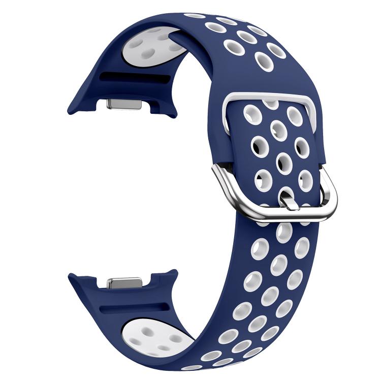 For Samsung Galaxy Watch8 / Watch8 Classic Round Holes Silver Buckle Two Color Silicone Watch Band
