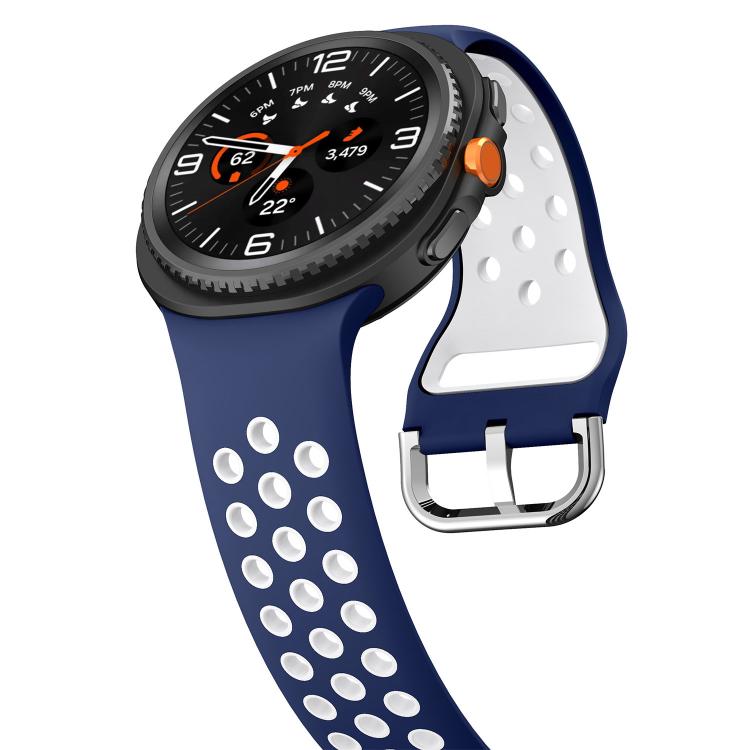 For Samsung Galaxy Watch8 / Watch8 Classic Round Holes Silver Buckle Two Color Silicone Watch Band