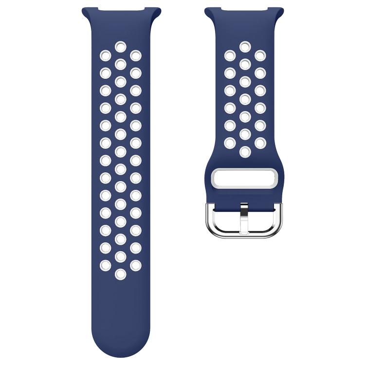 For Samsung Galaxy Watch8 / Watch8 Classic Round Holes Silver Buckle Two Color Silicone Watch Band