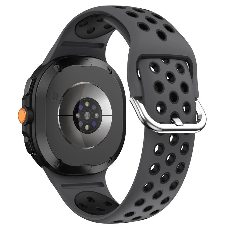 For Samsung Galaxy Watch8 / Watch8 Classic Round Holes Silver Buckle Two Color Silicone Watch Band