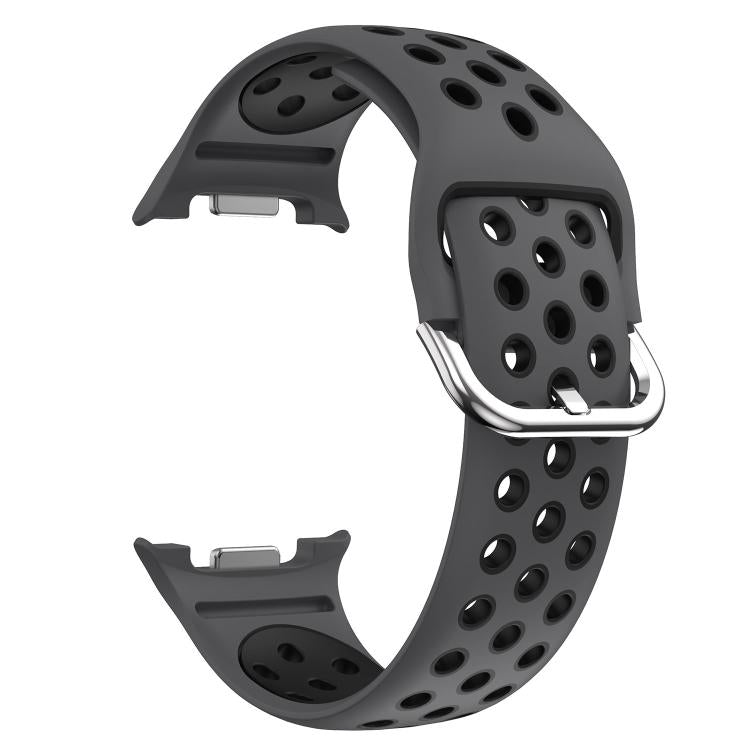 For Samsung Galaxy Watch8 / Watch8 Classic Round Holes Silver Buckle Two Color Silicone Watch Band
