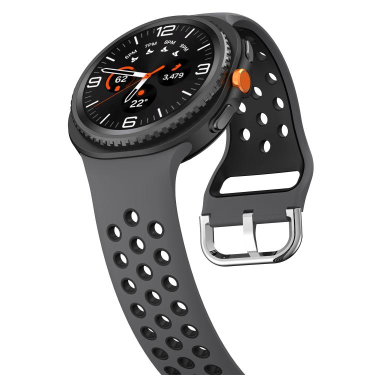 For Samsung Galaxy Watch8 / Watch8 Classic Round Holes Silver Buckle Two Color Silicone Watch Band