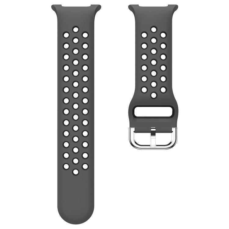 For Samsung Galaxy Watch8 / Watch8 Classic Round Holes Silver Buckle Two Color Silicone Watch Band