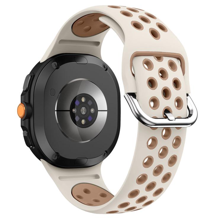 For Samsung Galaxy Watch8 / Watch8 Classic Round Holes Silver Buckle Two Color Silicone Watch Band