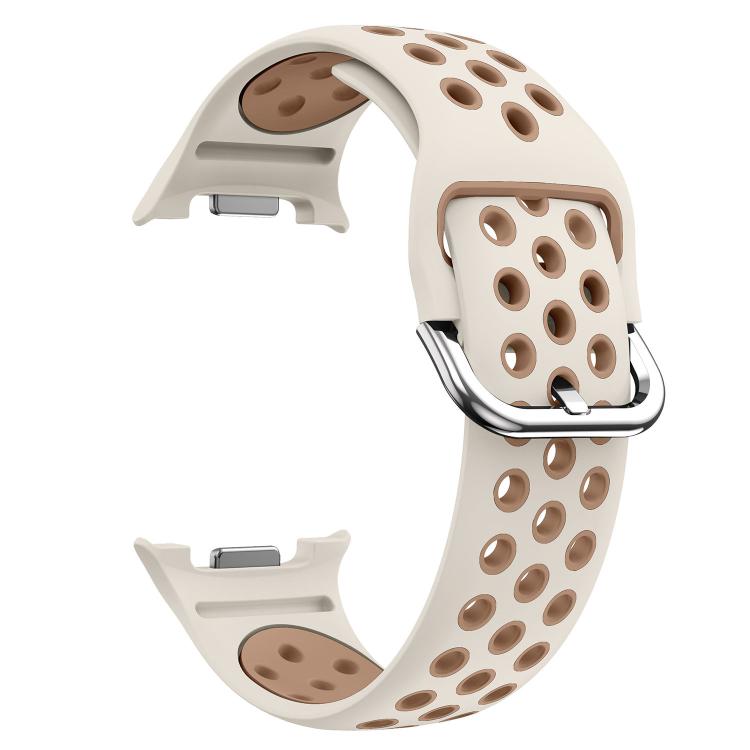 For Samsung Galaxy Watch8 / Watch8 Classic Round Holes Silver Buckle Two Color Silicone Watch Band