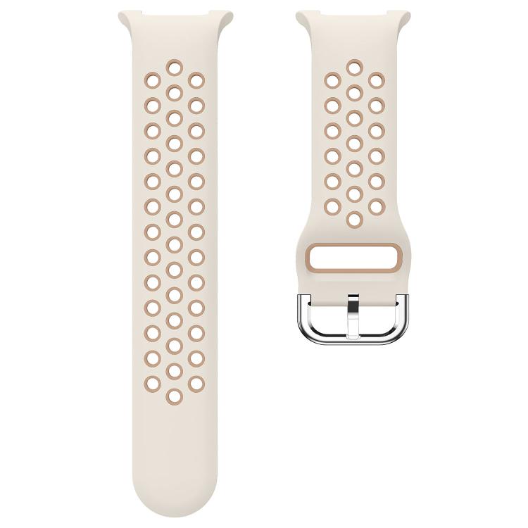 For Samsung Galaxy Watch8 / Watch8 Classic Round Holes Silver Buckle Two Color Silicone Watch Band